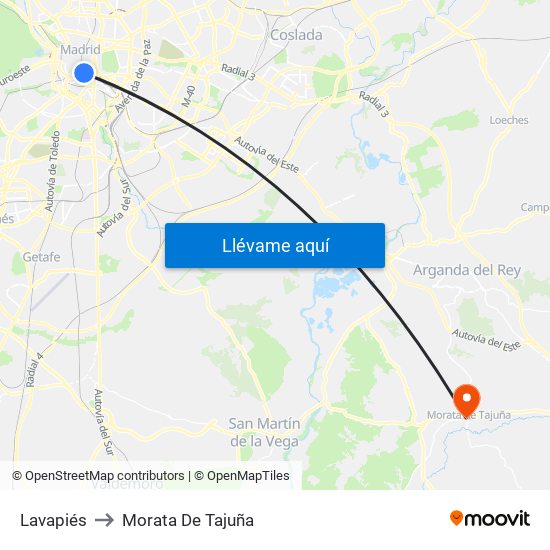 Lavapiés to Morata De Tajuña map
