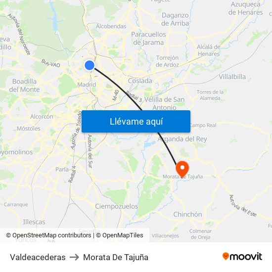 Valdeacederas to Morata De Tajuña map