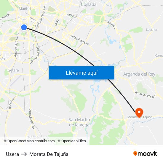 Usera to Morata De Tajuña map