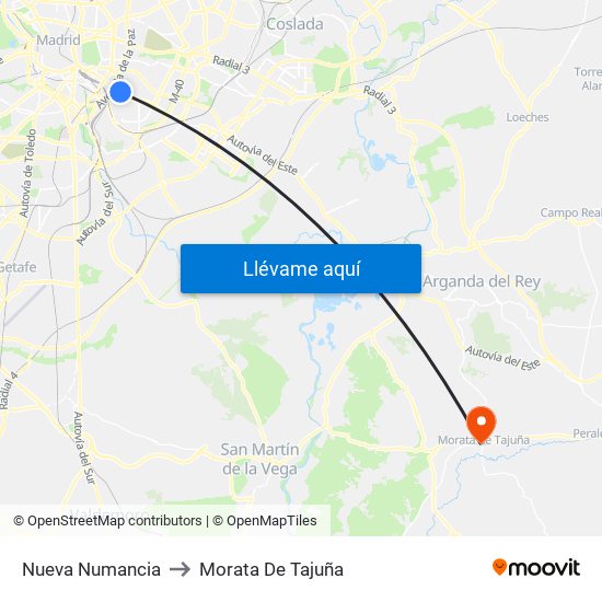 Nueva Numancia to Morata De Tajuña map