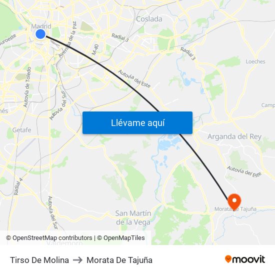 Tirso De Molina to Morata De Tajuña map