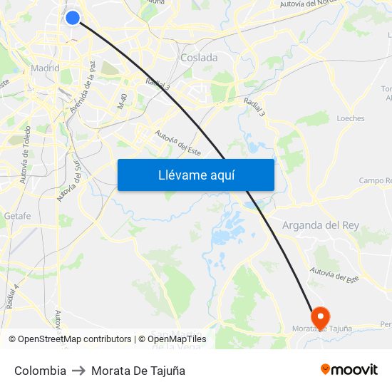 Colombia to Morata De Tajuña map