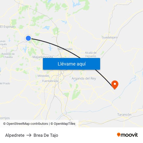 Alpedrete to Brea De Tajo map
