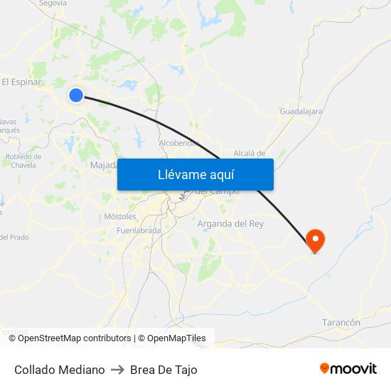 Collado Mediano to Brea De Tajo map