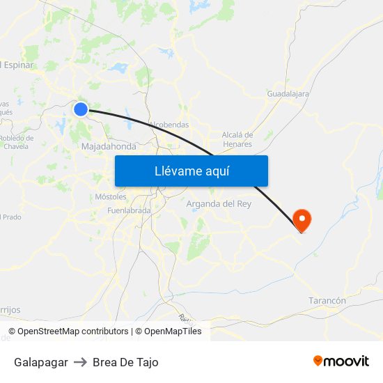 Galapagar to Brea De Tajo map