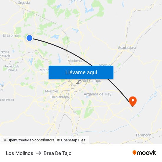 Los Molinos to Brea De Tajo map
