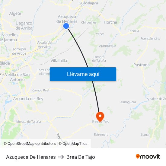 Azuqueca De Henares to Brea De Tajo map