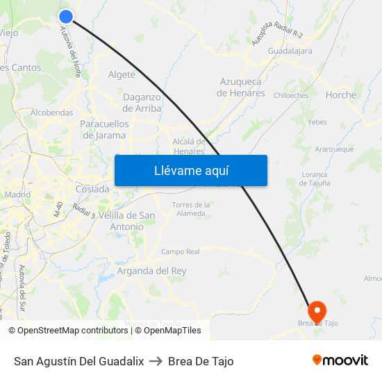 San Agustín Del Guadalix to Brea De Tajo map