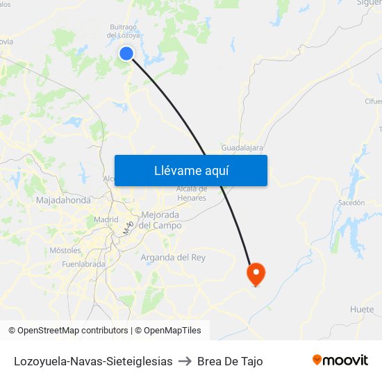 Lozoyuela-Navas-Sieteiglesias to Brea De Tajo map