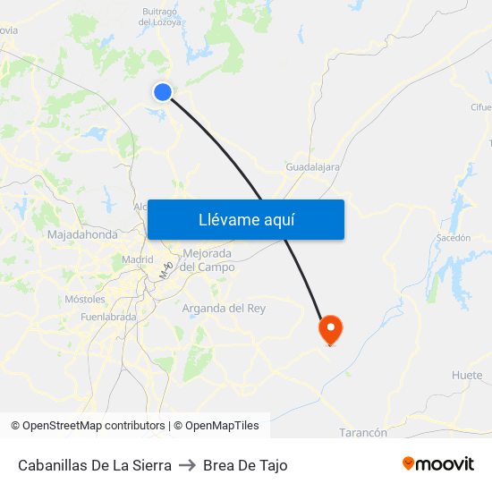 Cabanillas De La Sierra to Brea De Tajo map
