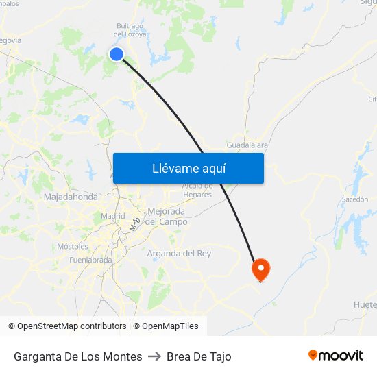 Garganta De Los Montes to Brea De Tajo map