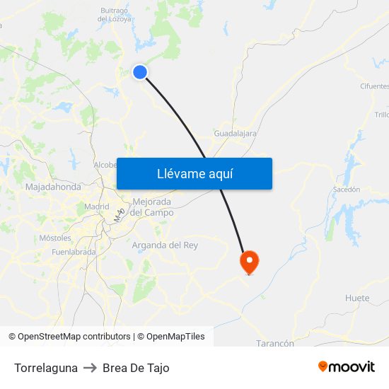 Torrelaguna to Brea De Tajo map