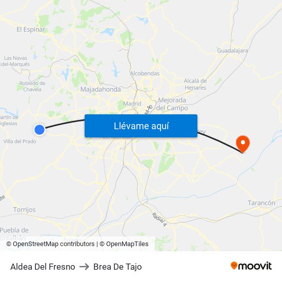 Aldea Del Fresno to Brea De Tajo map