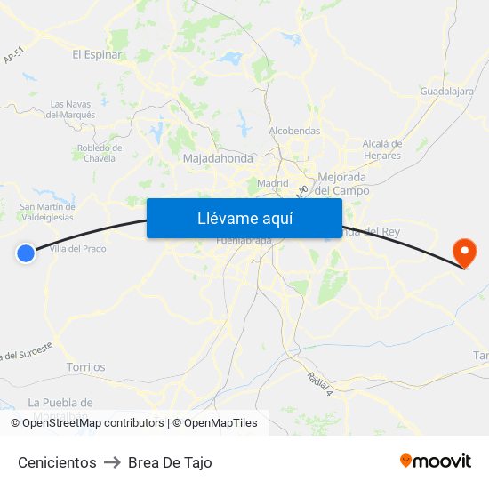 Cenicientos to Brea De Tajo map