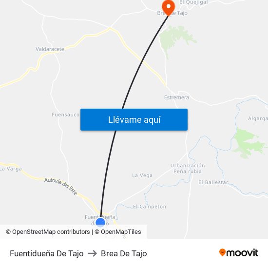 Fuentidueña De Tajo to Brea De Tajo map