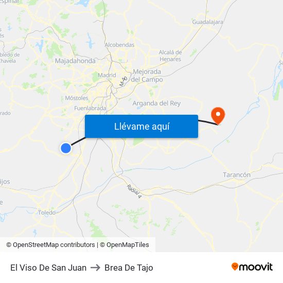 El Viso De San Juan to Brea De Tajo map