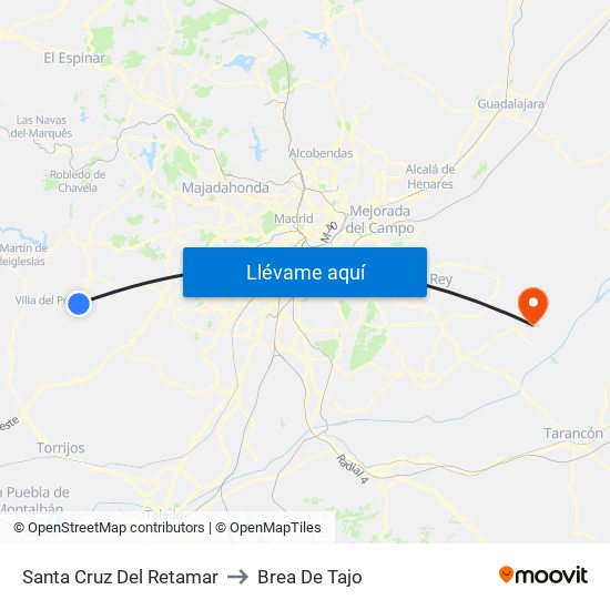 Santa Cruz Del Retamar to Brea De Tajo map