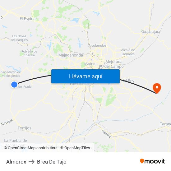 Almorox to Brea De Tajo map