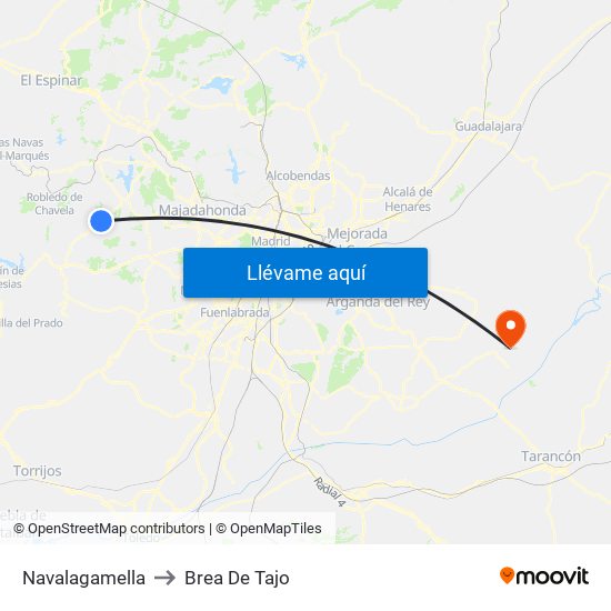 Navalagamella to Brea De Tajo map