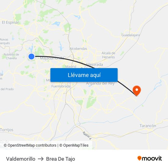 Valdemorillo to Brea De Tajo map