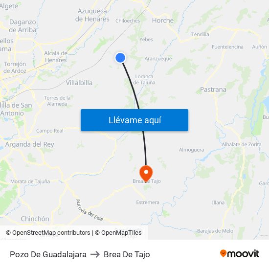 Pozo De Guadalajara to Brea De Tajo map