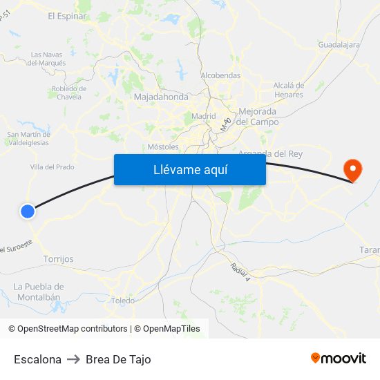 Escalona to Brea De Tajo map