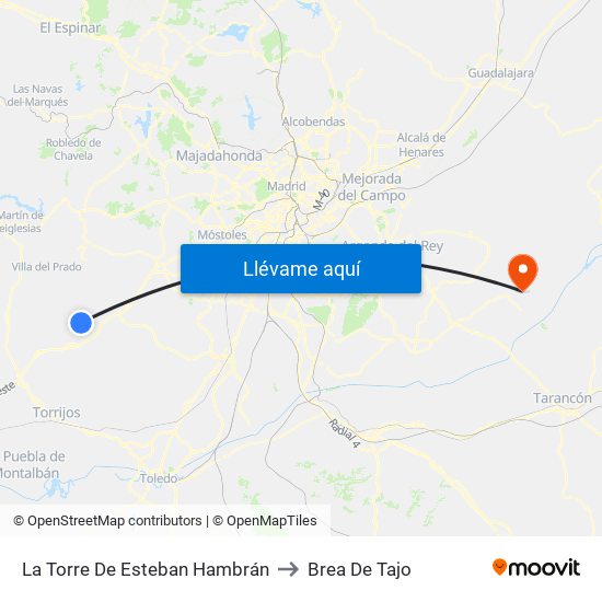 La Torre De Esteban Hambrán to Brea De Tajo map