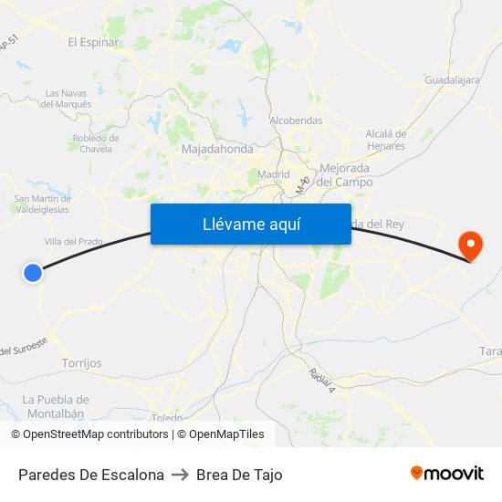 Paredes De Escalona to Brea De Tajo map