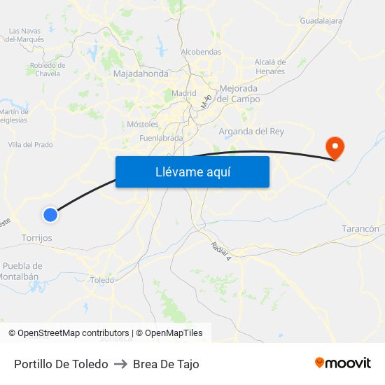 Portillo De Toledo to Brea De Tajo map