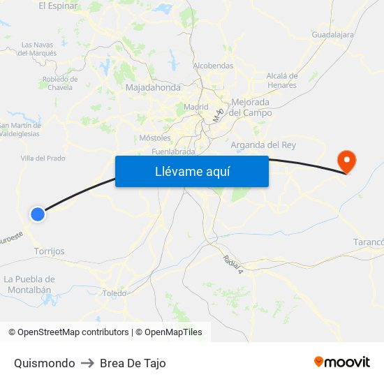 Quismondo to Brea De Tajo map
