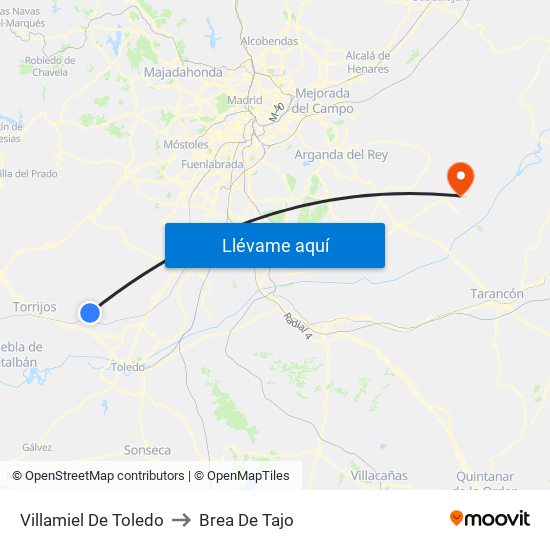 Villamiel De Toledo to Brea De Tajo map