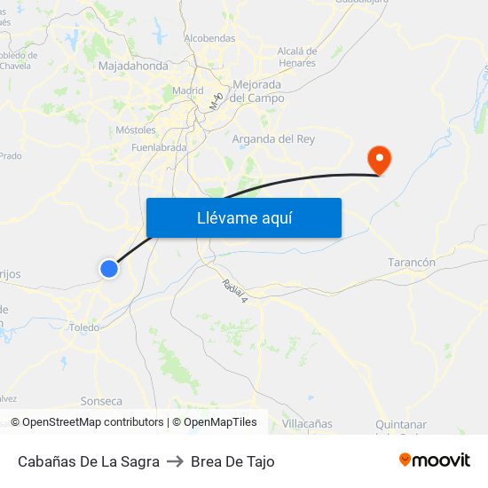 Cabañas De La Sagra to Brea De Tajo map