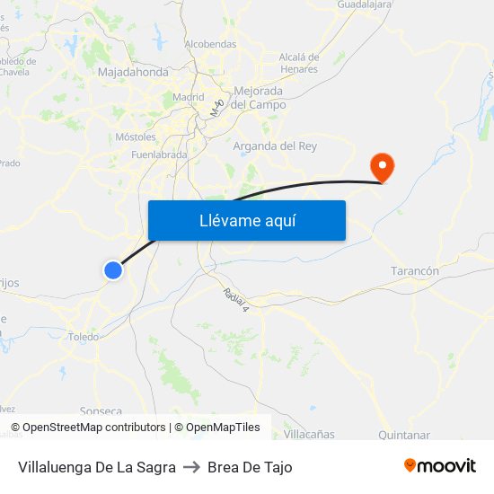 Villaluenga De La Sagra to Brea De Tajo map