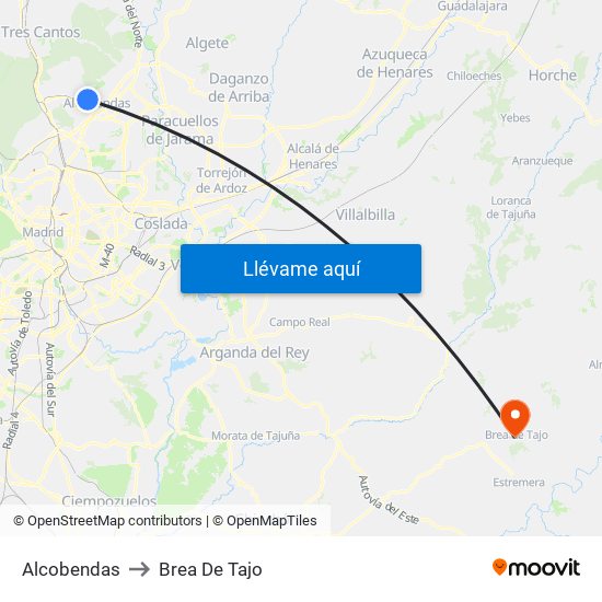 Alcobendas to Brea De Tajo map