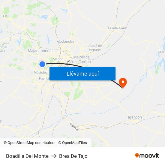 Boadilla Del Monte to Brea De Tajo map
