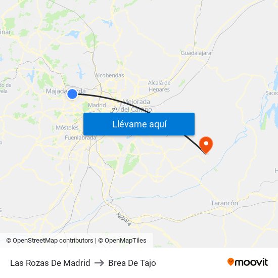 Las Rozas De Madrid to Brea De Tajo map