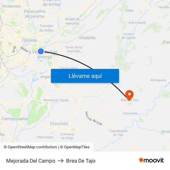 Mejorada Del Campo to Brea De Tajo map