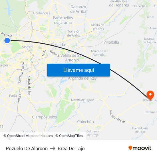 Pozuelo De Alarcón to Brea De Tajo map