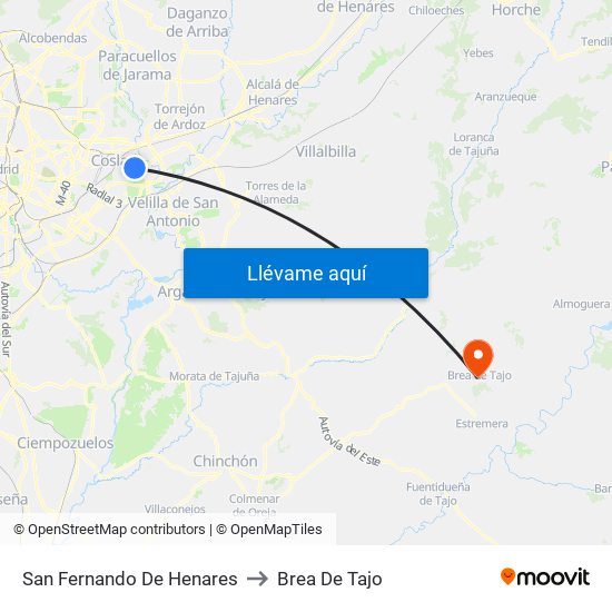 San Fernando De Henares to Brea De Tajo map