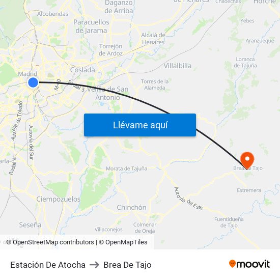 Estación De Atocha to Brea De Tajo map