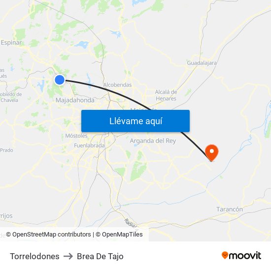 Torrelodones to Brea De Tajo map