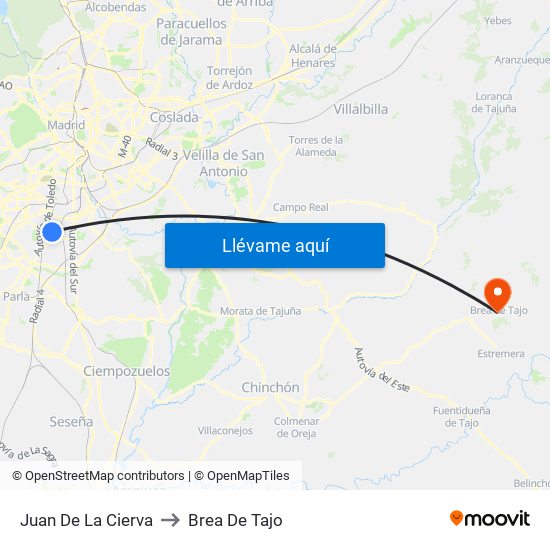 Juan De La Cierva to Brea De Tajo map