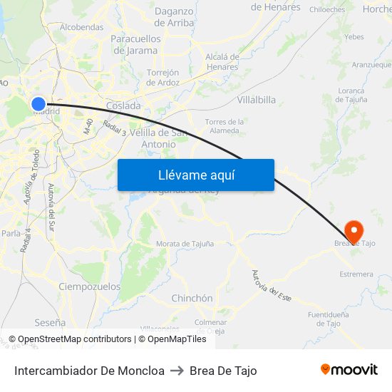 Intercambiador De Moncloa to Brea De Tajo map