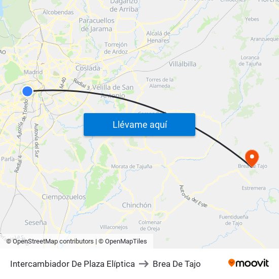 Intercambiador De Plaza Elíptica to Brea De Tajo map