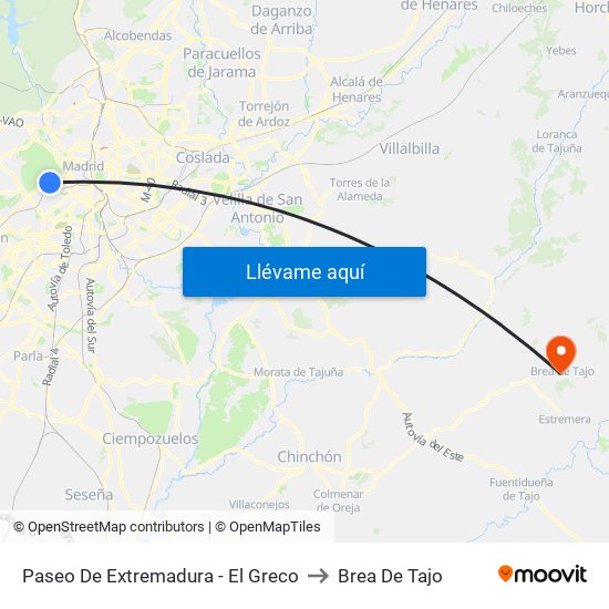 Paseo De Extremadura - El Greco to Brea De Tajo map