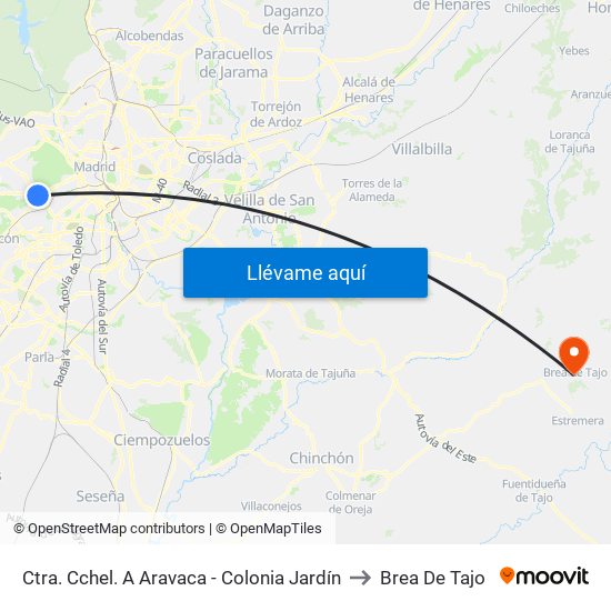 Ctra. Cchel. A Aravaca - Colonia Jardín to Brea De Tajo map