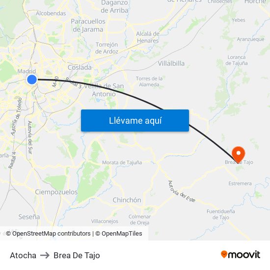 Atocha to Brea De Tajo map