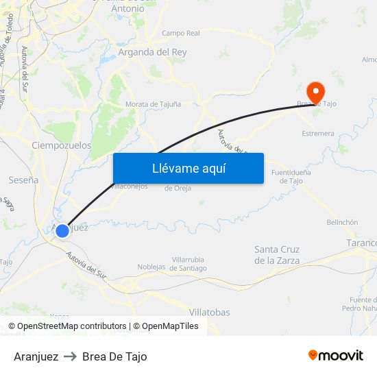 Aranjuez to Brea De Tajo map