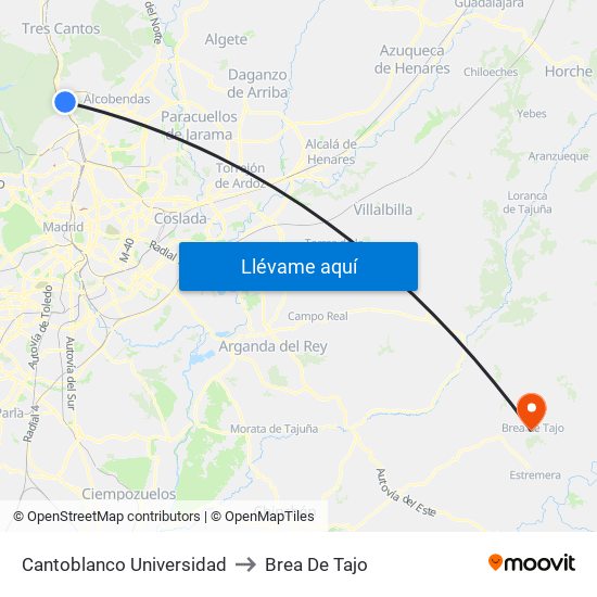 Cantoblanco Universidad to Brea De Tajo map