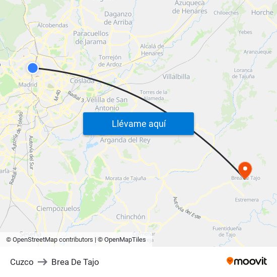 Cuzco to Brea De Tajo map